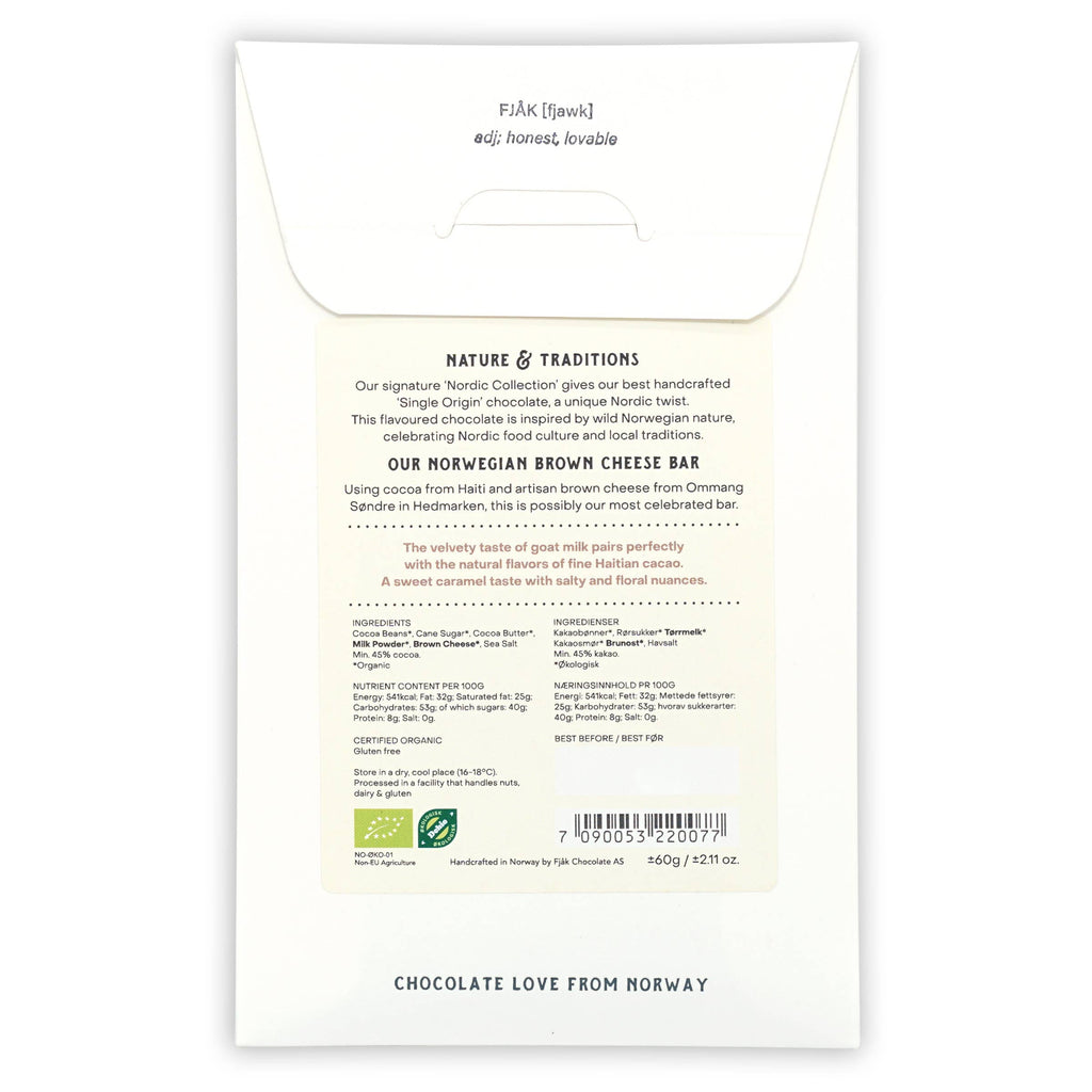 Fjak Milk Chocolate Bar w/ Brown Cheese 45% (Nordic Series)