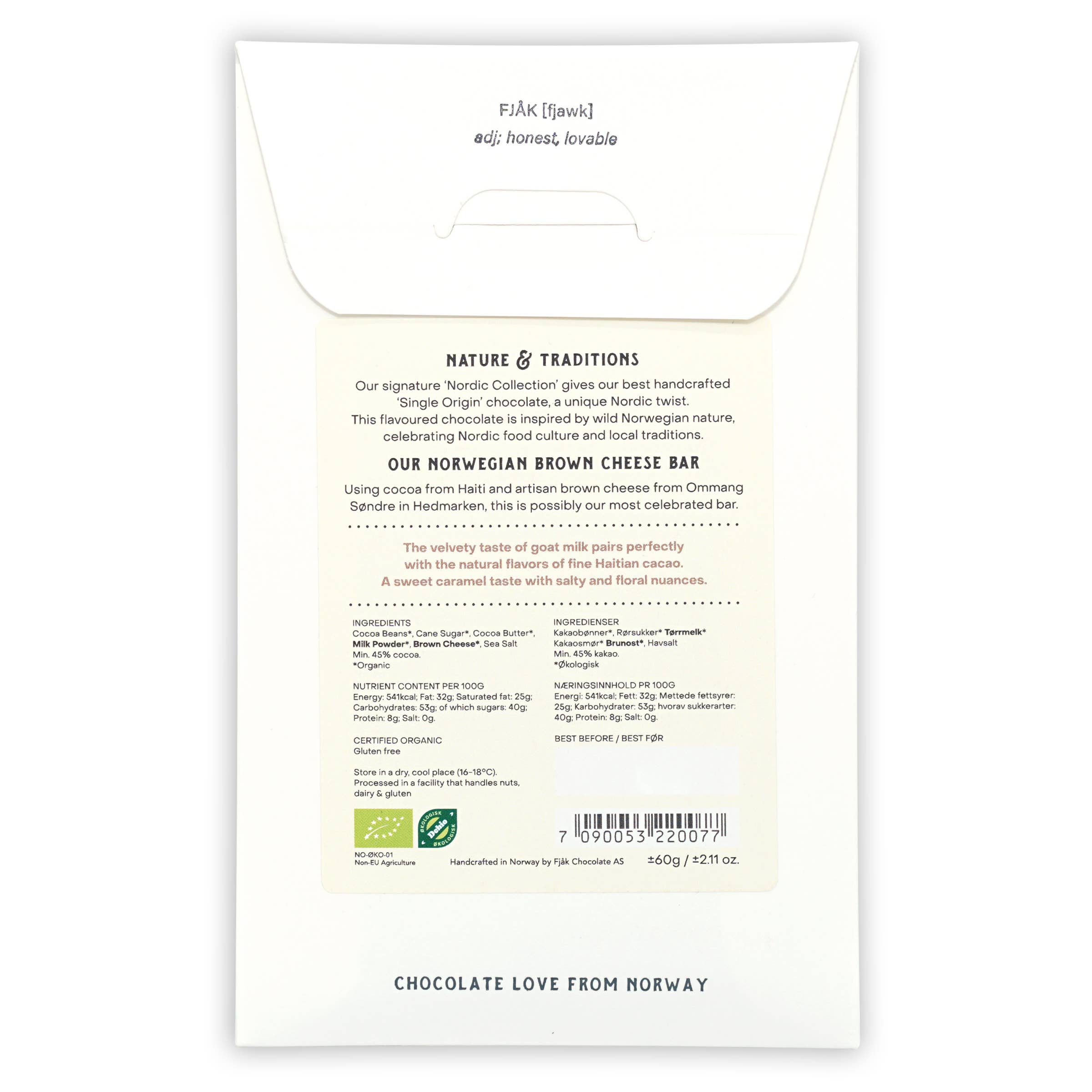 Fjak Milk Chocolate Bar w/ Brown Cheese 45% (Nordic Series)