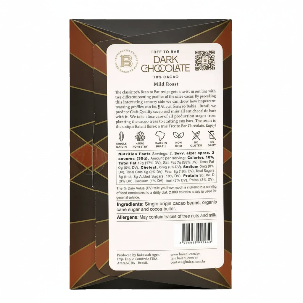 BAIANI 70% Mild Roast Trinitario Dark Chocolate