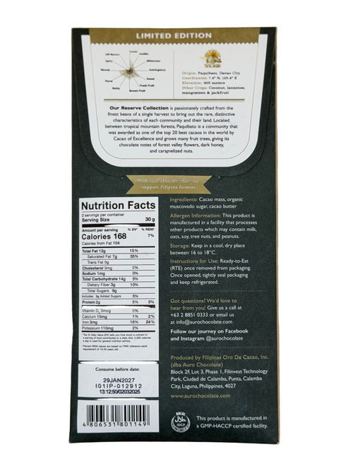 AURO Paquibato 70% Dark Chocolate