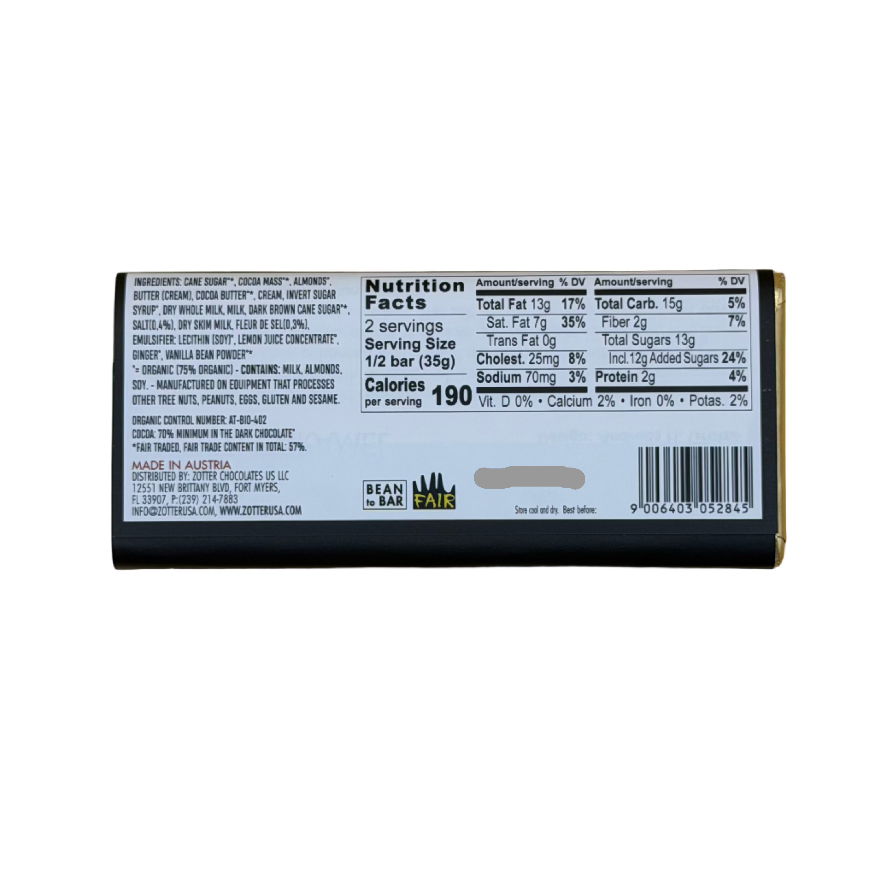 ZOTTER Salted Caramel (Filled Chocolate Bar)