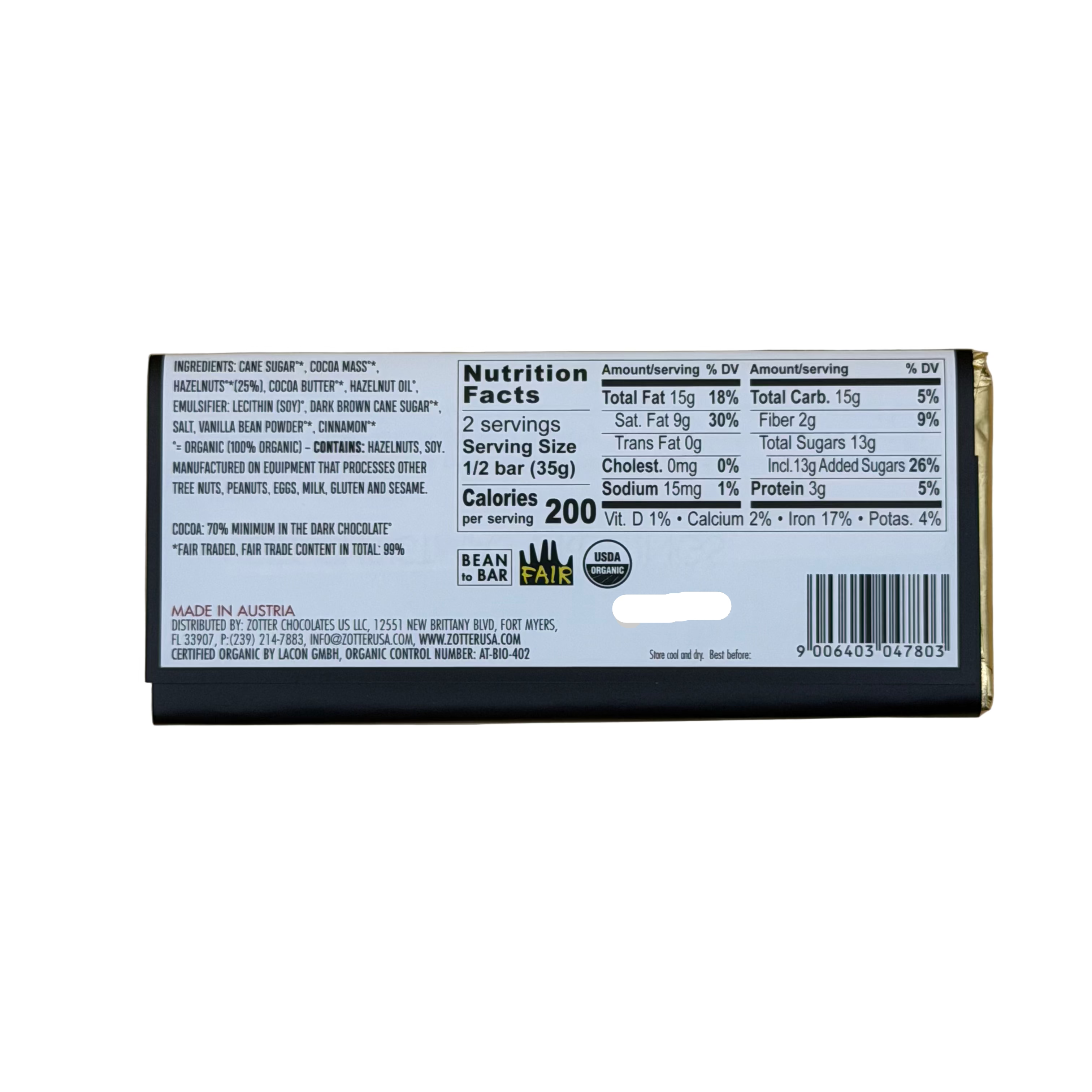 ZOTTER Sweet Christmas (Filled Chocolate Bar)