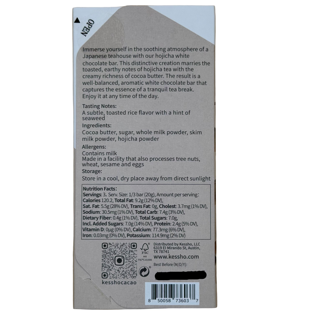 KESSHO Hojicha White Chocolate Bar