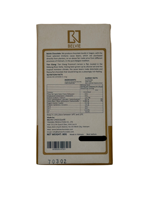 BELVIE 70% Tien Giang Dark Chocolate