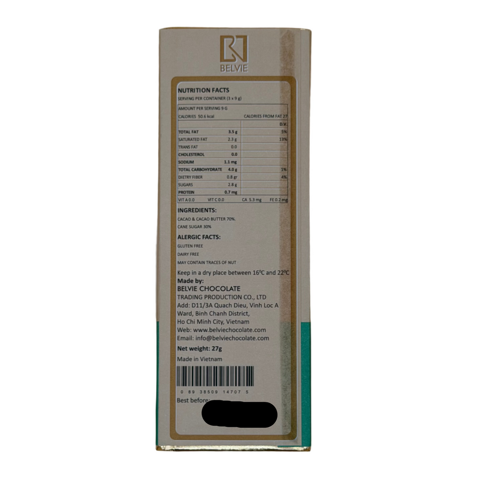 BELVIE 70% Ben Tre Dark Mini