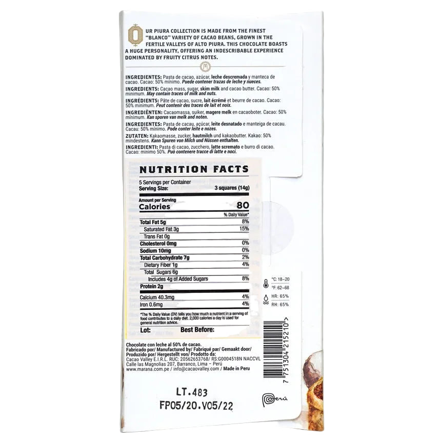 MARANA 50% Peru Milk Chocolate