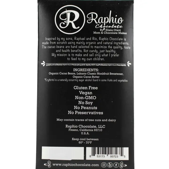 RAPHIO 72% Sugar Free Dark Chocolate